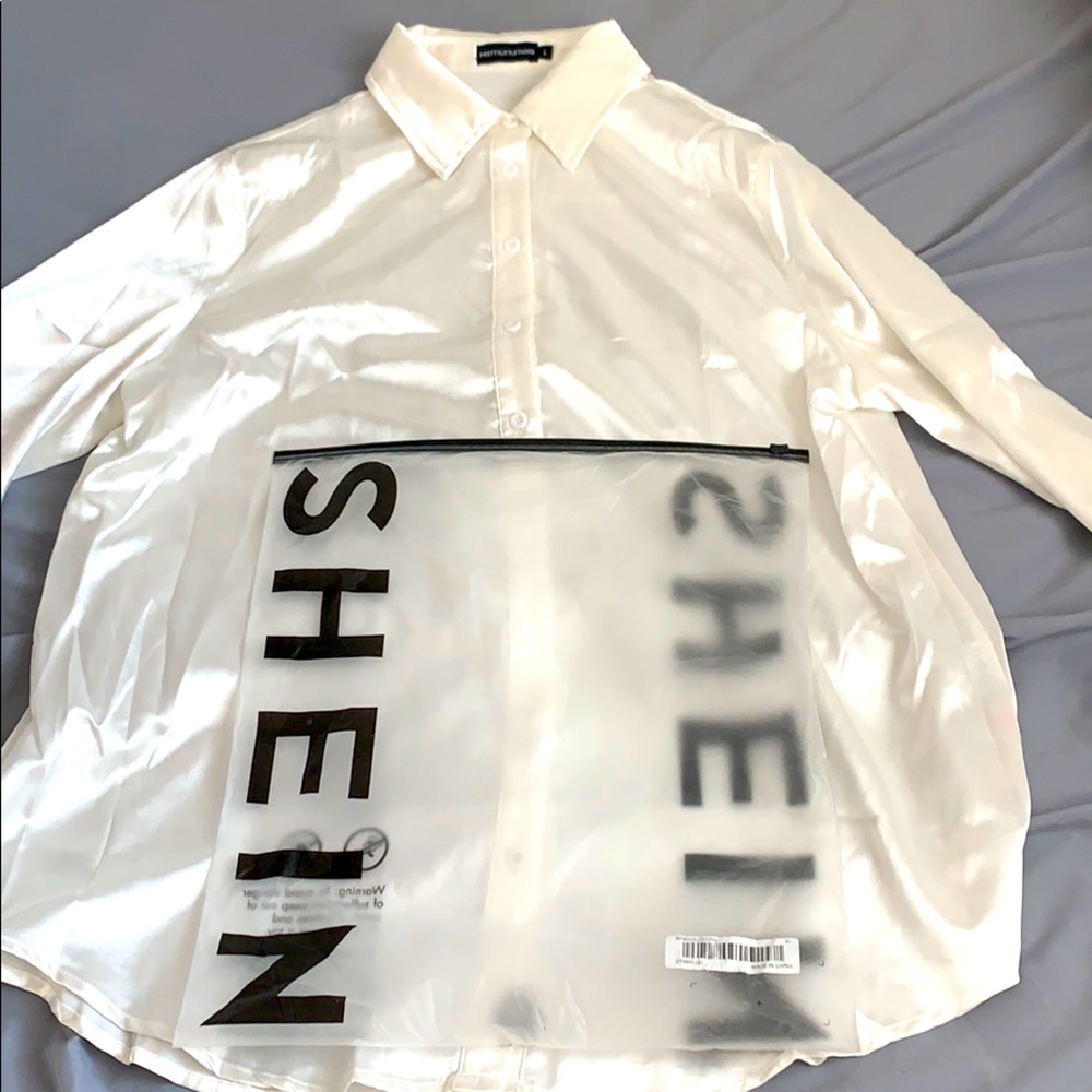 Satin button down